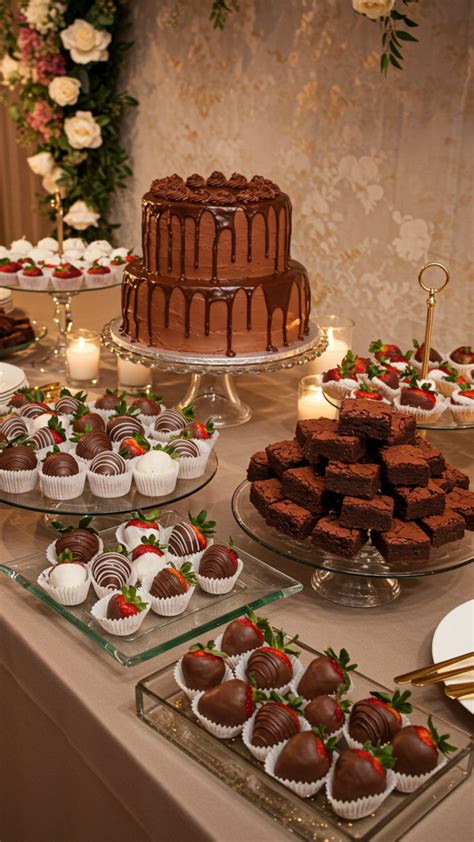 Wedding Chocolate Dessert Table Ideas | Dessert table, Buffet food ...