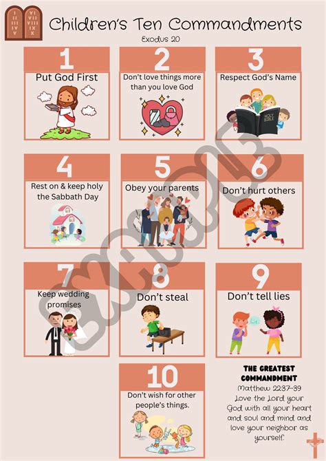 Children's Ten Commandments, the Ten Commandments Printable - Etsy