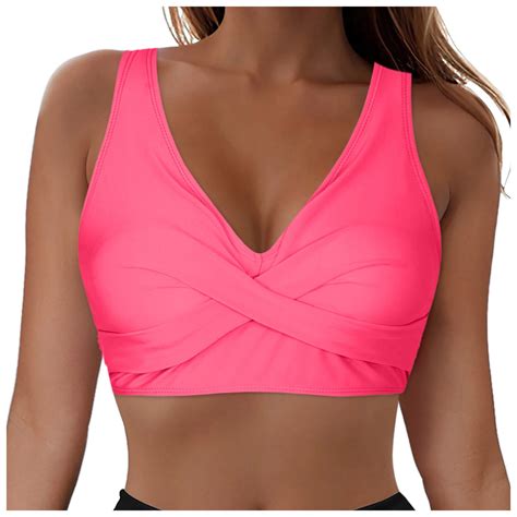 HCNTES Women Sport Bra Swimsuit Top Swim Bra Bikini Top Only Scoop Neck ...