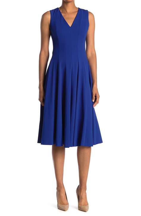 Calvin Klein V-Neck Fit & Flare Dress | Nordstromrack | Flare dress ...