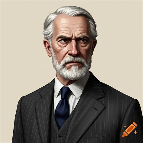 Stylized portrait of an older man with a white beard wearing a ...