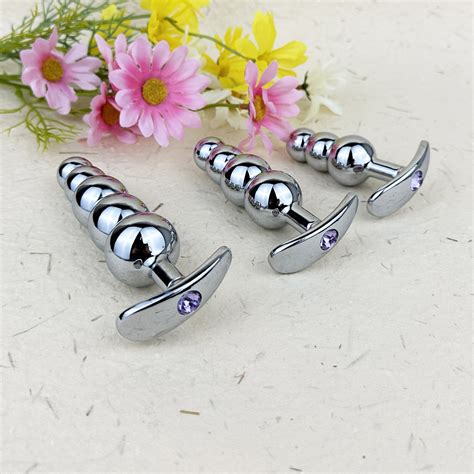 3 Sizes Metal Butt Plug With Jewelry, Anal Beads Training Butt Plugs, G ...
