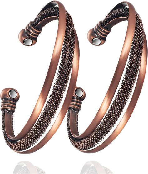 EnerMagiX Copper Bracelets for Women, 99.9% Retro Pure Copper Magnetic Therapy Bracelets, 3500 ...