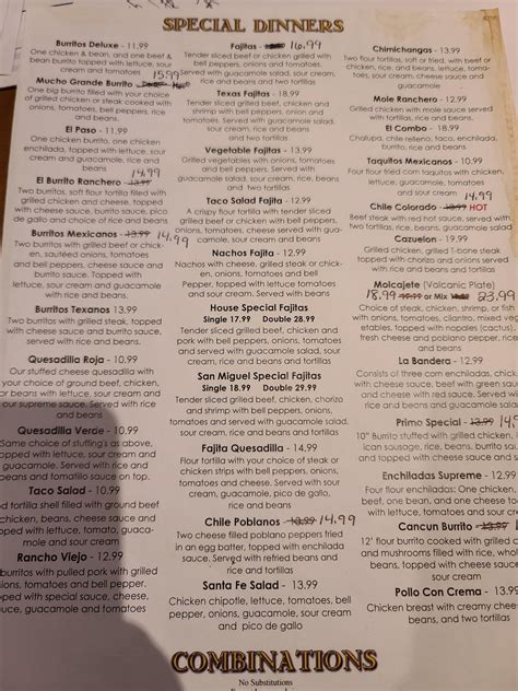 Menu at San Miguel Mexican Bar & Grill, Baldwinsville