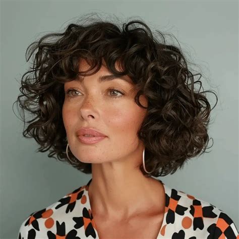 Short Curly Hair With Bangs - Kwinfi in 2025 | Curly hair with bangs ...