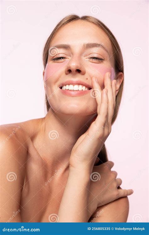 Half-legnth Portrait of Smiling Beautiful Girl with Naked Shoulders ...