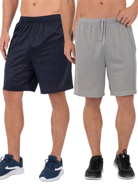 Athletic Works Men's 8" Active Ricehole Mesh Shorts, 2-Pack, up to 3XL ...