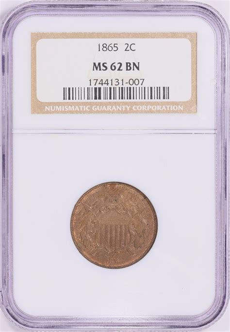 1865 Two-Cent Piece NGC MS-62 BN (Item 1625211) | GreatCollections Coin ...