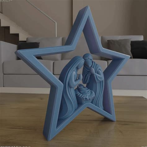 Christmas Nativity Star STL Wall or Desk and Table Decor - 3D Model by ...