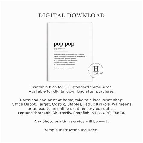 Pop Pop Definition Pop-pop Gift Gifts for Pop Pop Fathers - Etsy