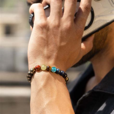 Buy Magnetic Pyrite 7 Chakra Natural Stone Bracelet for Men - Mesmerize