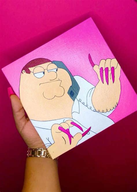 Hand-Painted Viral Peter Griffin Acrylic Nails Art — Limited Edition ...