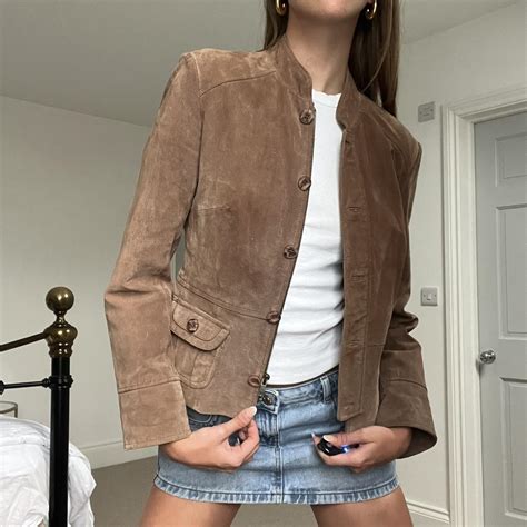 BEAUTIFUL VINTAGE BROWN SUEDE JACKET SIZE - Uk10... - Depop