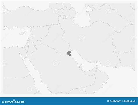Map of Middle East with Highlighted Kuwait Map Stock Vector - Illustration of flat, location ...