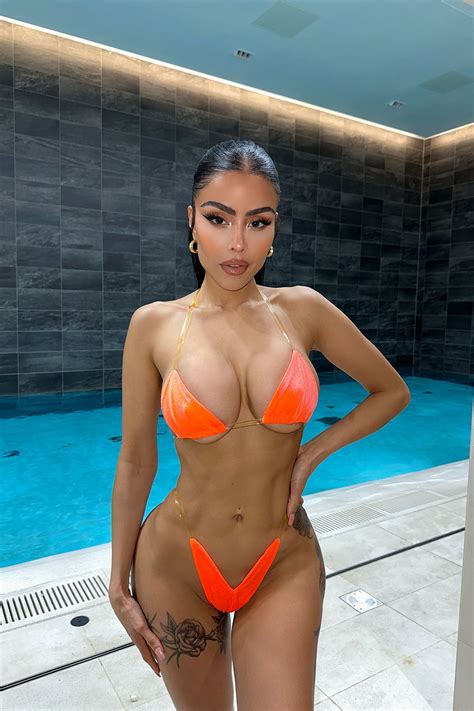 Baddie Energy Velvet PVC Straps 2 Piece Bikini - Orange | Fashion Nova