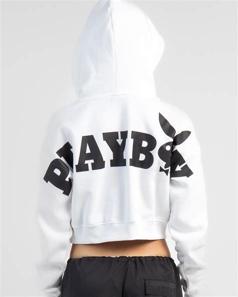 Shop Playboy Bunny O Cropped Hoodie In White - Fast Shipping & Easy Returns - City Beach Australia