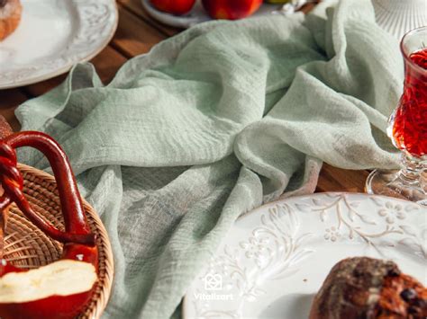 Vitalizart Camino de mesa de estopilla de 10 pies, mantel bohemio de tela de queso nude, 35 x ...