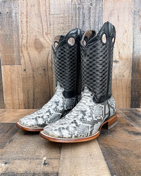 Handcrafted Men's Python Cowboy Boots/ Square Toe Cowboy Boots Snake ...