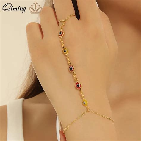 QIMING-Vintage-Evil-Eyes-Bracelets-Finger-Rings-Turkish-Jewelry-Hand ...