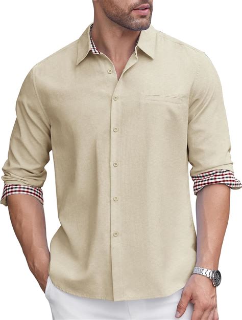 COOFANDY Men's Casual Button Down Shirt No Tuck Dress Shirt Long Sleeve ...