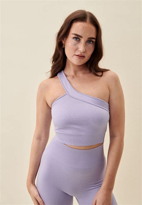 Ribbed Seamless One Shoulder Bra - Lavender - Sisterly Tribe