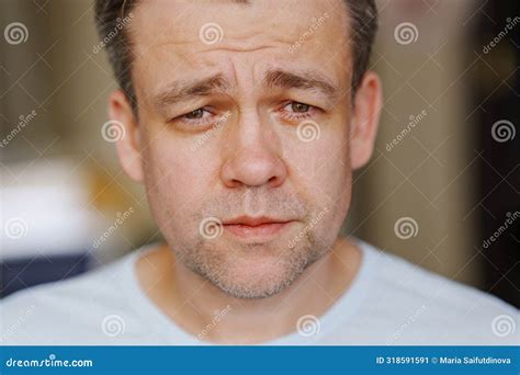 Close-up. a Middle-aged Man is Crying. Men S Pain and Resentment Stock ...