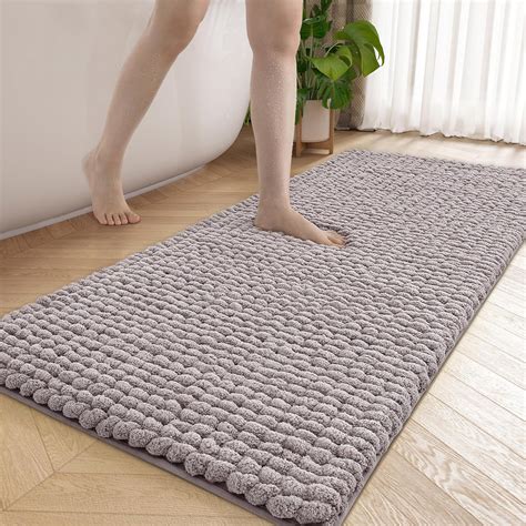 Amazon.com: Color&Geometry Chenille Bathroom Runner 24x60, Light Grey ...