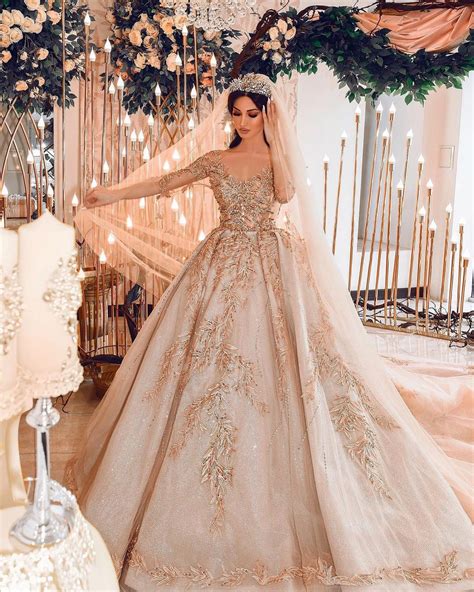 Champagne Beaded Wedding Dresses