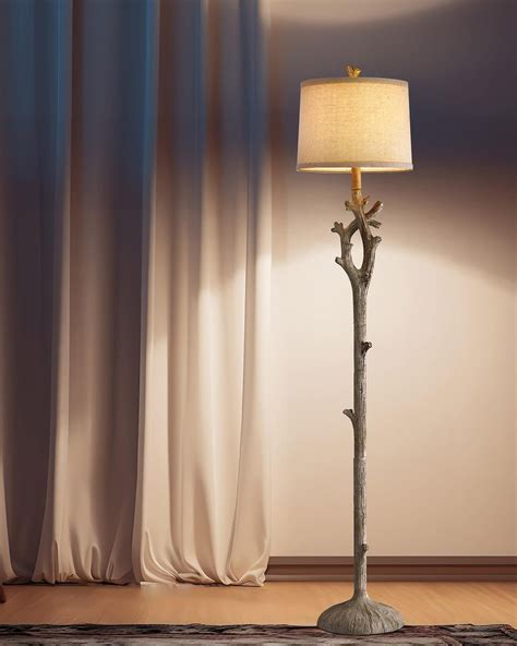 Loon Peak® Rustic Farmhouse Tree Trunk Resin Floor Lamp With Vintage ...