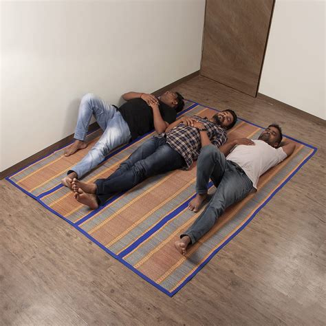 Natural Madurkathi Handweaving Blue Chatai Mat Large | Large yoga mat ...