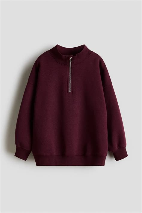 Half-Zip Sweatshirt - Dark red - Kids | H&M US