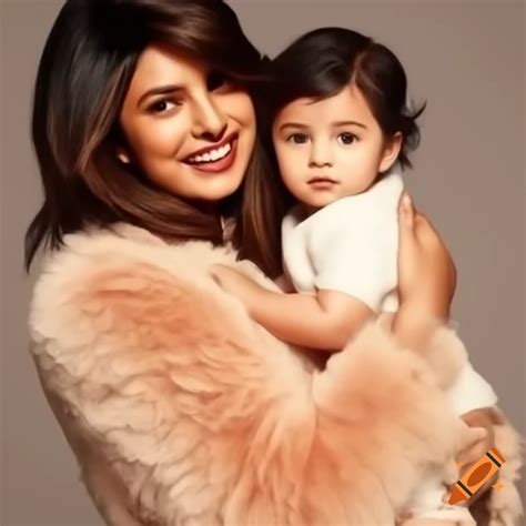 Priyanka Chopra in fluffy fur coat embracing a child, 4k resolution on ...