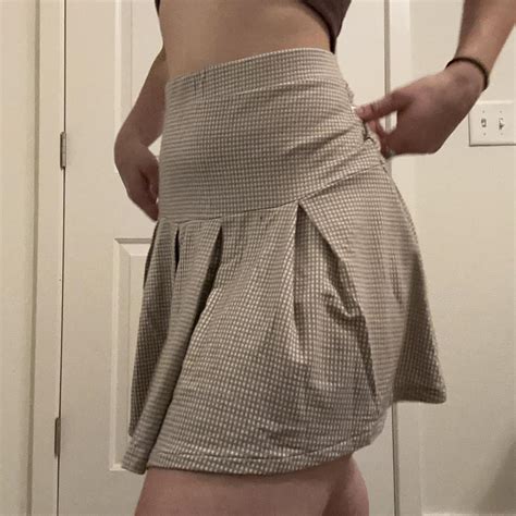 Urban Romantics Plaid Tan/Brown Mini Pleated Skirt -... - Depop