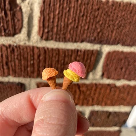 Miniature Ice Cream Cone; 1:12 Scale Ice Cream; Strawberry, Orange ...