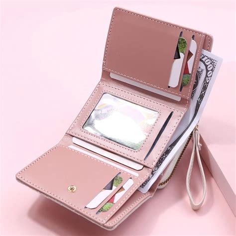 Billeteras para mujer plegable compacta con bloqueo RFID de cuero lindo ...