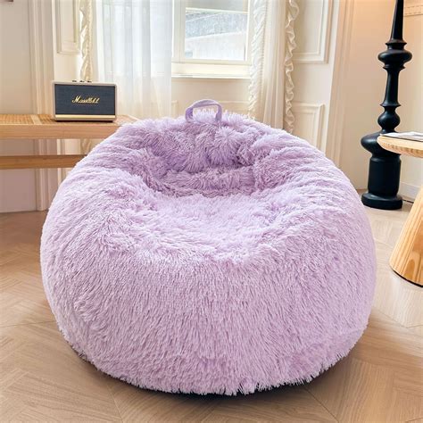 XeGe Faux Fur Comfy Bean Bag Cover for Living Room, Fluffy Stuffed ...