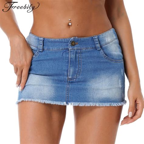 Sexy-Denim-Skirt-Women-Summer-Short-Skirts-Casual-Mid-Waisted-Washed ...