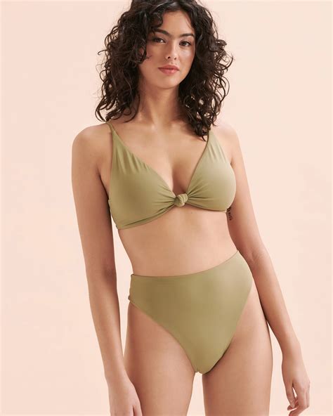 O'NEILL Saltwater Solids Knotted Triangle Bikini Top - Olive Green ...