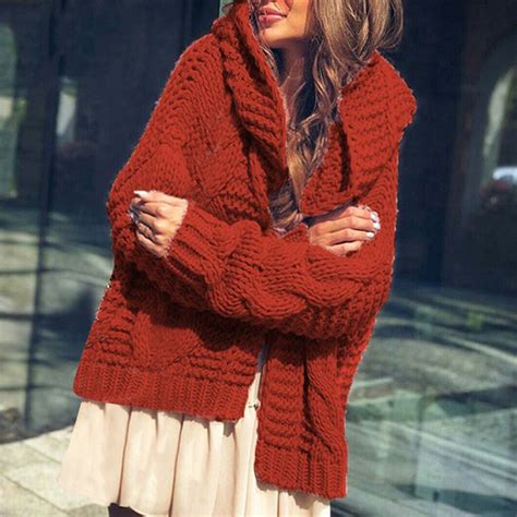 RYDCOT Red Cardigan Sweaters for Women Cropped Loose Fit Fashion Long ...