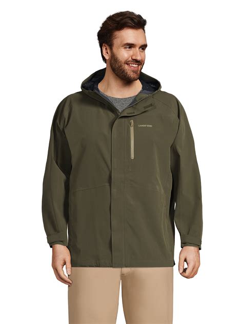Lands' End Men's Big and Tall Waterproof Hooded Packable Rain Jacket ...