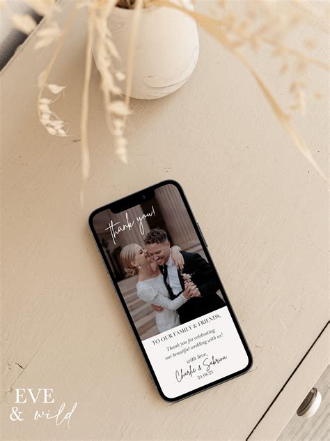 Minimalist Digital Wedding Thank You Card Template, Editable Wedding ...