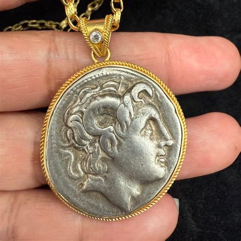 Ancient Greek 3rd Century BC Alexander the Great Coin Diamond 18K Gold ...