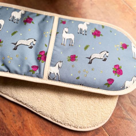 Emily Cole Grey Horse Double Oven Gloves | Equestrian Kitchenware & Equiport Equestrian