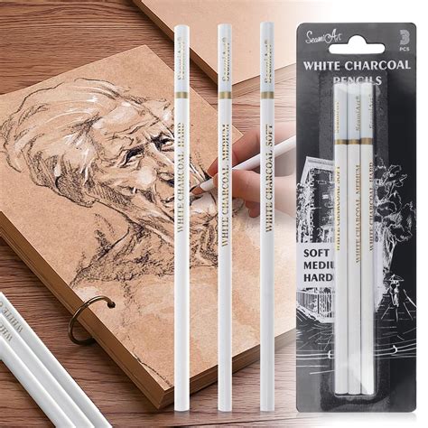 UICCVOKK Charcoal Drawing Pencils Set, White Charcoal Pencils for ...