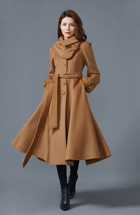 Camel Wool Coat, Long Wool Coat, Winter Coat Women, Asymmetrical Wool ...