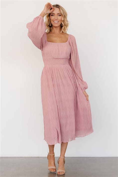 Dalton Pleated Midi Dress | Blush – Baltic Born