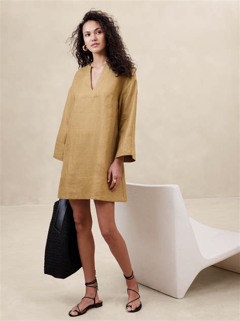 European Linen Kaftan Mini Dress | Banana Republic