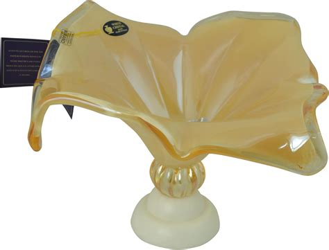 Amazon.com: Threestar 15" Inch Italian Murano Yellow Glass Dish Fruit ...