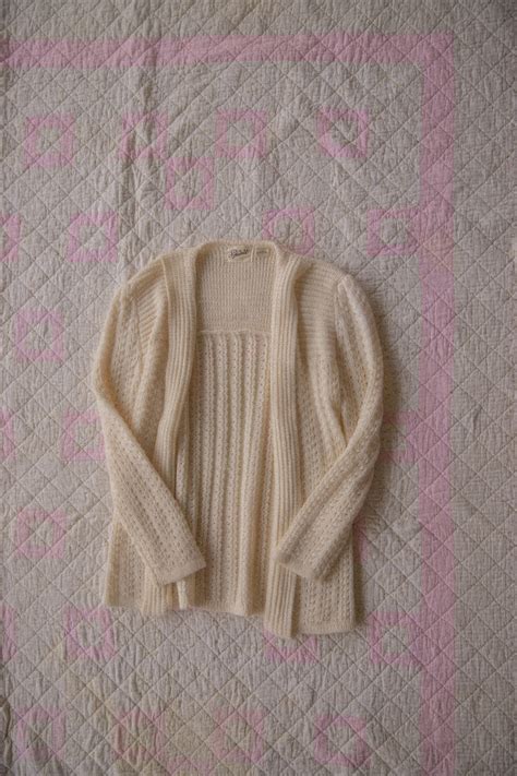 70s Knit Cream Cardigan Sweater - Etsy