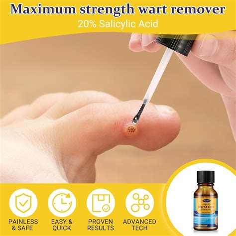 ENERIDEA Líquido removedor de verrugas – Tratamiento eficaz para verrugas plantares, planas y ...